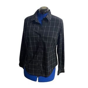 ZAC & RACHEL Women’s Button Black White Shirt Long Cuffed‎  Sleeves Size XL